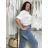 Košeľa oversize 3/4 dlhý rukáv ľanová dámska PAGE (S/M/L ONE SIZE) TALIANSKA MÓDA IMWAD25936