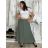 Sukňa s páskem mušelín dlhá dámska MELANI  (S/M/L ONE SIZE) TALIANSKA MóDA IMSM241119/DU S/M/L zelená khaki