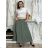 Sukňa s páskem mušelín dlhá dámska MELANI  (S/M/L ONE SIZE) TALIANSKA MóDA IMSM241119/DU S/M/L zelená khaki