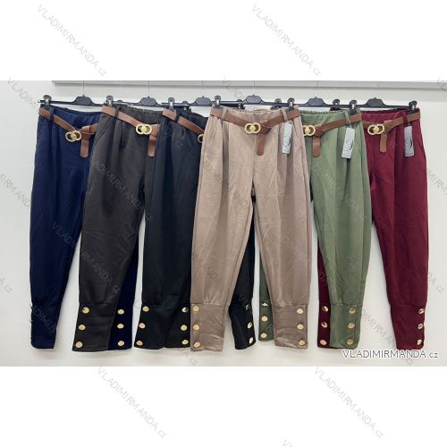 Nohavice elegantné s opaskom dámske nadrozmer (44/46/48 ONE SIZE) TALIANSKA MÓDA IM425556
