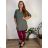 Tunika prodloužená 3/4 rukáv dámská nadrozměr (2XL/3XL/4XL ONE SIZE) TALIANSKA MóDA IM324SUMER/DUR khaki 2XL/3XL