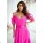 Šaty dlhé spoločenské na ramienka dámske (34-40) POLSKÁ MÓDA PMLBC24310-07/DR růžová fuchsiová 38