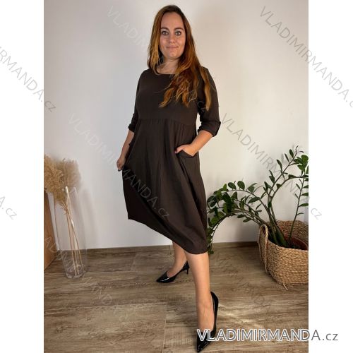 Šaty dlhé voľnočasové 3/4rukáv dámske nadrozmer CARRY  (46/48/50 ONE SIZE) TALIANSKA MÓDA IMSM251127