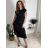 Šaty dlhé elegantný letný krátky rukáv dámske RAVEN (XS/S/M ONE SIZE) TALIANSKA MÓDA IMWHD252152/DUR čierna XS/S/M
