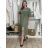 Šaty letné mušelínové krátky rukáv dámske JANET (S/M/L ONE SIZE) TALIANSKA MÓDA IMWGS232579/DU M / L zelená khaki