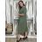 Šaty letné mušelínové krátky rukáv dámske JANET (S/M/L ONE SIZE) TALIANSKA MÓDA IMWGS232579/DU M / L zelená khaki