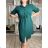 Šaty košeľové sťahovacie 3/4 dlhý rukáv dámske (S/M/L ONE SIZE) TALIANSKA MÓDA IMC25166/DUR khaki S/M/L
