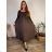 Šaty dlhé voľnočasové dlhý rukáv dámske nadrozmer (46/48/50 ONE SIZE) TALIANSKA MÓDA IM425547/DU tmavá khaki 46/48/50
