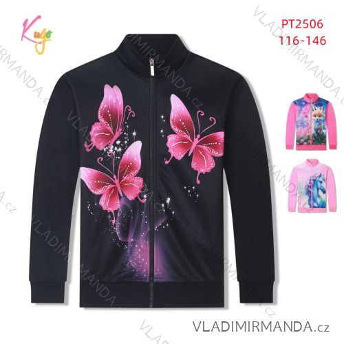 Mikina na zips dlhý rukáv detská dorast dievčenské (116-146) KUGO PT2506