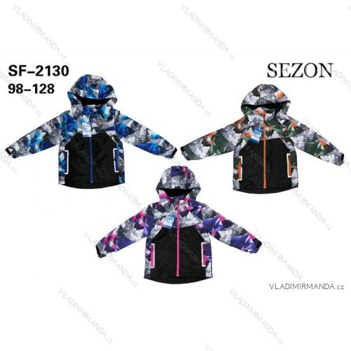 Bunda šusťáková zateplená flaušom s kapucňou detská dievčenská a chlapčenská (98-128) SEZON SEZ24SF-2130