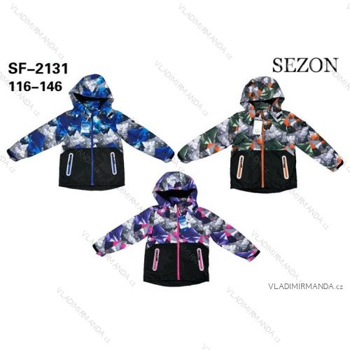 Bunda šusťáková zateplená flaušom detská dorast dievčenská a chlapčenská (116-146) SEZON SEZ24SF-2131