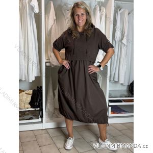 Šaty dlhé voľnočasové dlhý rukáv dámske nadrozmer ANDY (50/52/54 ONE SIZE) TALIANSKA MÓDA IMSM251128