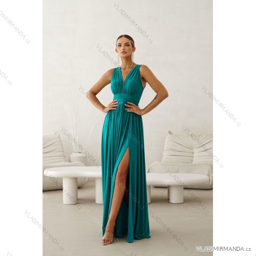Šaty dlhé spoločenské trblietavé s flitrami bez rukávu dámske nadrozmer (34-48) POLSKÁ MÓDA PMLWD25VIRGINIA2 zelená smaragdová 34