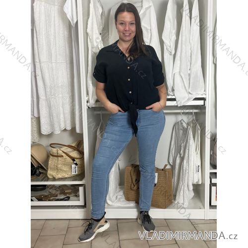 Košeľa oversize 3/4 rukáv mušelín dámska  VANDA (S/M/L ONE SIZE) TALIANSKA MÓDA IMWMY251111/DU S/M/L čierna