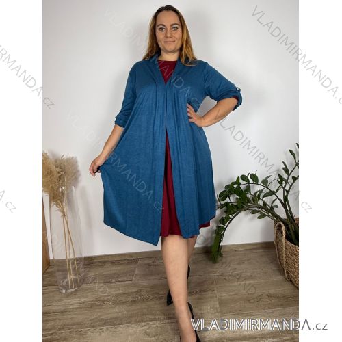 Cardigan dlhý bavlnený 3/4 dlhý rukáv dámsky nadrozmer (52/54/56 ONE SIZE) TALIANSKA MÓDA IM425550