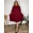 Šaty voľnočasové 3/4 dlhý rukáv dámske nadrozmer (50/52/54 ONE SIZE) TALIANSKA MÓDA IM425563/DUR 50/52/54 vínová