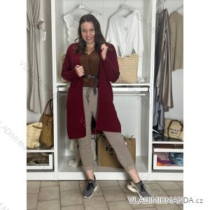 Cardigan s kapucí dlhý rukáv dámsky nadrozmer (42/44/46 ONE SIZE) TALIANSKA MÓDA IMSM251132/DR