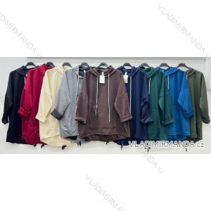 Mikina teplá s kapucňou dlhý rukáv dámska nadrozmer (54/56/58 ONE SIZE) TALIANSKA MÓDA IM425575