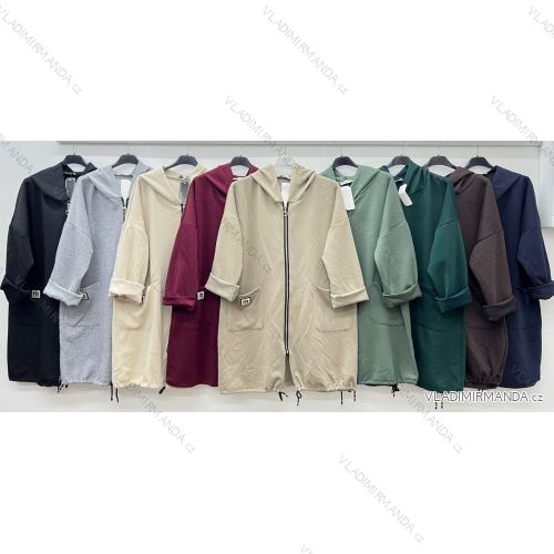 Mikina teplá s kapucňou na zips dlhý rukáv dámska nadrozmer (50/52/54 ONE SIZE) TALIANSKA MÓDA IM425577