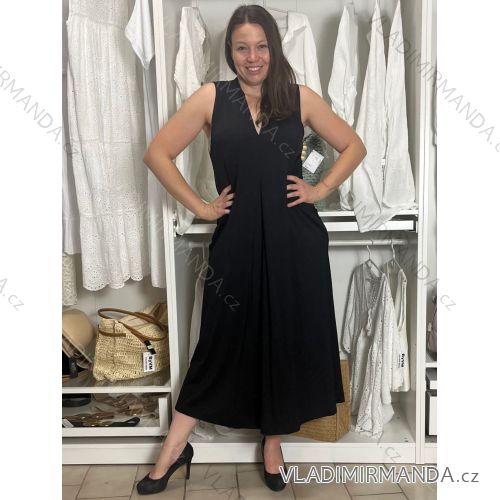 Šaty dlhé letné bez rukávov dámske (S/M/L ONE SIZE) TALIANSKA MÓDA IMM25M12669/DU S/M/L čierna