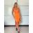 Šaty dlouhé letní elegantní na ramínka dámské GIO (XS/S/M ONE SIZE) ITALSKÁ MÓDA IMWCH251339/DUR -   oranžová -   S / M