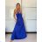 Šaty dlhé spoločenské saténové na ramienka dámske ALESSIA (XS/S/M ONE SIZE) TALIANSKA MODA IMSP255888