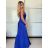Šaty dlhé spoločenské saténové na ramienka dámske ALESSIA (XS/S/M ONE SIZE) TALIANSKA MODA IMSP255888