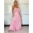Šaty dlhé spoločenské saténové na ramienka dámske ALESSIA (XS/S/M ONE SIZE) TALIANSKA MODA IMSP255888
