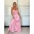 Šaty dlhé spoločenské saténové na ramienka dámske ALESSIA (XS/S/M ONE SIZE) TALIANSKA MODA IMSP255888