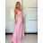 Šaty dlhé spoločenské saténové na ramienka dámske ALESSIA (XS/S/M ONE SIZE) TALIANSKA MODA IMSP255888