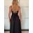 Šaty dlhé spoločenské saténové na ramienka dámske ALESSIA (XS/S/M ONE SIZE) TALIANSKA MODA IMSP255888