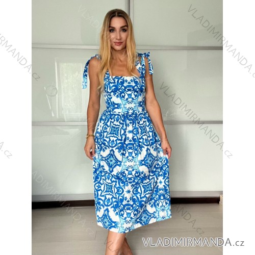 Šaty dlouhé letní na ramínka dámské (XS/S/M ONE SIZE) ITALSKÁ MÓDA IMWGS251316/DU -   modrá -   S / M