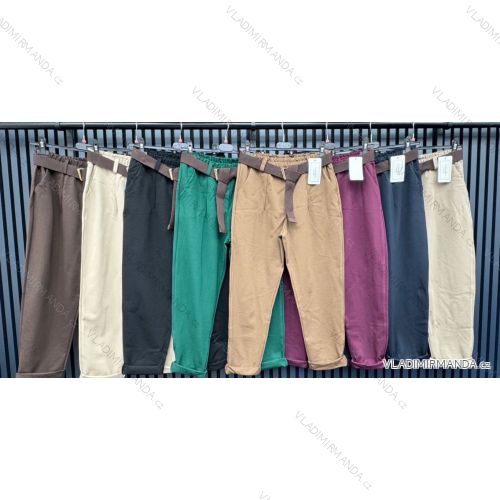 Nohavice elegantné s opaskom dámske nadrozmer (XL - 4XL ONE SIZE) TALIANSKA MÓDA IMWCA2830