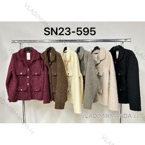 Kabátik baránkový dlhý rukáv dámsky (S/M/L ONE SIZE) TALIANSKA MÓDA IMWCA2833
