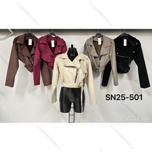 Bunda krátka koženková dlhý rukáv dámska (S/M/L ONE SIZE) TALIANSKA MÓDA IMWCA2834