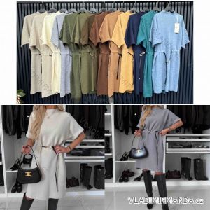 Šaty úpletové krátky rukáv dámske (S/M/L ONE SIZE) TALIANSKA MÓDA IMWCA2838