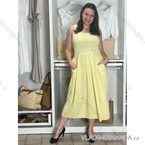 Šaty dlhé voľnočasové letné bez rukávov dámske (S/M/L ONE SIZE) TALIANSKA MÓDA IMWBR252310/DUR S/M/L žlutá