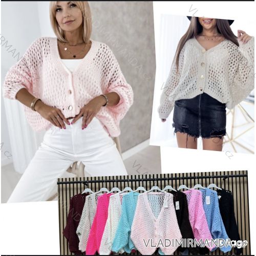 Sveter pletený na gombíky dlhý rukáv dámsky (S/M/L ONE SIZE) TALIANSKA MÓDA IMWCA2844