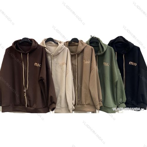 Mikina teplá s kapucňou dlhý rukáv dámska nadrozmer (54/56/58 ONE SIZE) TALIANSKA MÓDA IMC25390