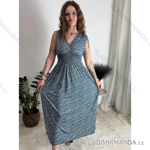 Šaty dlouhé elegantní icecool bez rukávu dámské (M/L, XL/XXL) ITALSKÁ MODA IMB229927 <p>modrá</p> M / L