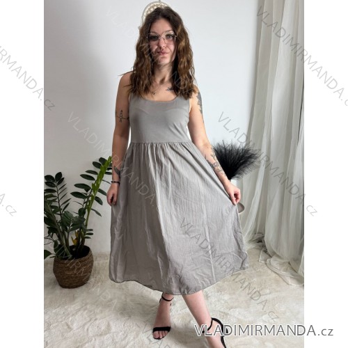 Šaty voľnočasové bez rukávu dámske Adeline (M/L/XL ONE SIZE) TALIANSKA MÓDA IM4253191/DUR šedá M/L/XL