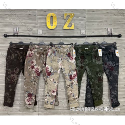 Nohavice strečové kvetované dlhé dámske (S/M/L ONE SIZE) TALIANSKA MODA IMPOZ2521935