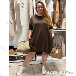 Šaty voľnočasové 3/4 rukáv dámske nadrozmer (54/56/58 ONE SIZE) TALIANSKA MÓDA IM4251137