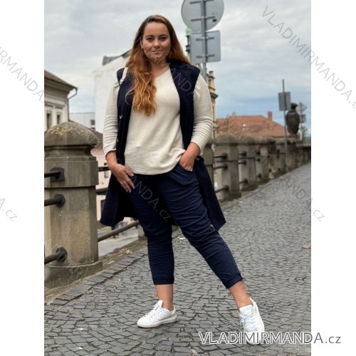 Nohavice strečové dlhé dámske (XL/2XL ONE SIZE) TALIANSKA MODA IM422198LH tmavě modrá