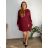 Šaty klasik dlhý rukáv dámske nadrozmer (54/56/58 ONE SIZE) TALIANSKA MÓDA IMC25370/DU 54/56/58 vínová