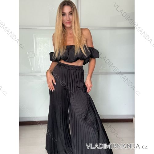 Súprava elegantný top krátky rukáv a nohavice dlhé dámske (S/M/L ONE SIZE) TALIANSKA MÓDA IMPOC2510102