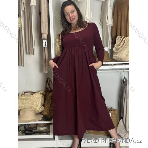 Šaty voľnočasové dlouhý rukáv dámske VIVA (S/M/L ONE SIZE) TALIANSKA MÓDA IMSM2511125