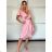 Šaty spoločenské krátky rukáv dámske (S/M/L ONE SIZE) TALIANSKA MODA IMSP255945/DU -   béžová -   S/M/L