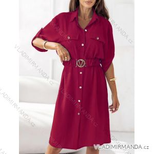 Šaty košeľové s opaskom 3/4 dlhý rukáv dámske (XS/S/M ONE SIZE) TALIANSKA MÓDA IMD25102