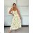 Šaty dlhé letné citrónky lemon, kvetované na ramienka dámske DIXIE (XS/S/M ONE SIZE) TALIANSKA MÓDA IMWHD252134-5/DUR -   biela -   S / M